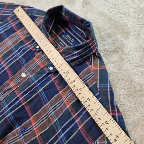 Polo Ralph Lauren Dress Shirt Classic Fit Plaid Checkered Oxford Mens Size M - Picture 5 of 10